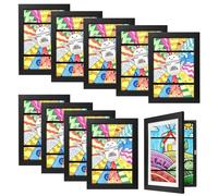 EUGAD Lot de 10 Boîte-Cadre, Boîte d'Ombre avec Porte Magnétique, Cadre Photo 3D Format 4A Vitrage en Plexis Transparent et Cadre pour Souvenirs, Artisanats, en MDF Noir, Affichage sur Mur