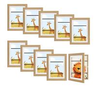 EUGAD Lot de 10 Boîte-Cadre, Boîte d'Ombre avec Porte Magnétique, Cadre Photo 3D Format 4A Vitrage en Plexis Transparent et Cadre pour Souvenirs, Artisanats, Chêne clair, Affichage sur Mur