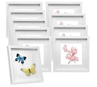 EUGAD Lot de 10 Cadre Photo en Bois 30x30cm, Style 3D Cadre de Boîte d'Ombre Profonde pour Objets jusqu'à 1,5cm, Galerie Photos Décoration Murale avec Passe-Partout Vitre en Acrylique, Blanc