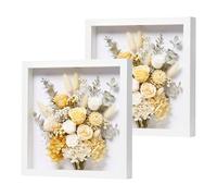 EUGAD Lot de 2 Cadres de Boîte d'Ombre 3D avec Fente, Cadre Profond, Carré 30x30cm pour Objets jusqu'à 3cm, en Bois, pour Photos, Artisanat, Médailles, Souvenirs, Blanc