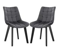 EUGAD 0654BY-2 Chaise de Salle à Manger Lot de 2 avec Velours Assise,Chaise Cuisine Chaise à Manger en Bois,Gris Foncé