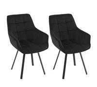 EUGAD Lot de 2 Chaises de Salle à Manger Pivotantes, Chaise de Cuisine avec Dossier et Accoudoirs, Assise Rembourée, en Velours, Pieds en Métal, pour Chambre, Salon, Noir