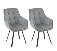 EUGAD Lot de 2 Chaises de Salle à Manger Pivotantes, Chaise de Cuisine avec Dossier et Accoudoirs, Assise Rembourée, en Velours, Pieds en Métal, pour Chambre, Salon, Gris Foncé