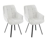 EUGAD Lot de 2 Chaises de Salle à Manger Pivotantes, Chaise de Cuisine avec Dossier et Accoudoirs, Assise Rembourée, en Velours, Pieds en Métal, pour Chambre, Salon, Crème