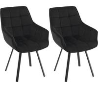 EUGAD Lot de 2 Chaises Salle à Manger Pivotante, Chaise de Cuisine en Velours, Appui-Coudes, Pieds en Métal, Noir E0AG0170-2