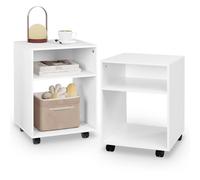 EUGAD Lot de 2 Supports d'Imprimante avec roulettes, avec Freins, Caissons de Bureau, avec 2 Compartiments, en Bois d'Ingénierie, 40x35x55cm, Blanc, 0008CTG