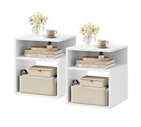 EUGAD Lot de 2 Tables de Chevet, 35x35x41,5cm, en Bois d'Ingénierie, Blanc