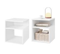 EUGAD Lot de 2 Tables de Chevet avec 2 Compartiments Ouverts, 35x35x41,5 cm, Table de Nuit, Design Simple, en Bois d'Ingénierie, Blanc, 0002CTG-2