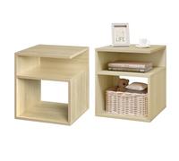 EUGAD Lot de 2 Tables de Chevet avec 2 Compartiments Ouverts, Tables Basse 35x35x41,5 cm, Design Simple, en Bois d'Ingénierie, Chêne Clair, 0007CTG-2