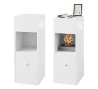 EUGAD Lot de 2 tables de chevet pour chambre à coucher avec 2 étagères ouvertes et 1 tiroir, 25x66x30cm, petite armoire de rangement mince, table de nuit, gain de place, décoration intérieure white an