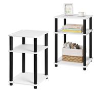 EUGAD Lot de 2 Tables de Chevet, Tables d'Appoint à 3 Étagères, 40x35x57,5 cm, Montage Facile, pour Chambre à Coucher, Salon, Noir + Blanc, 0012CTG