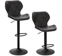 EUGAD Lot de 2 Tabouret de Bar réglable en Hauteur en Similicuir,Tabouret comptoir Style rétro,Anthracite 0665BY-2