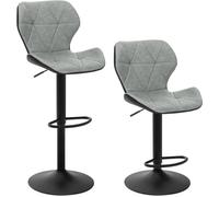 EUGAD Lot de 2 Tabouret de Bar réglable en Hauteur en Similicuir,Tabouret comptoir Style rétro,Gris