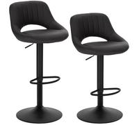 EUGAD Tabourets de Bar Lot de 2, Rotatif à 360 °et réglable en Hauteur,Tabouret de Cuisine, en Similicuir, Anthracite 0666BY-2