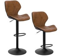 EUGAD Lot de 2 Tabouret de Bar réglable en Similicuir + Métal, 47x39x90-112cm, Brun