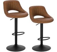 EUGAD Lot de 2 Tabouret de Bar Rotatif à 360 °réglable en Hauteur,Tabouret de Cuisine en Similicuir,Brun