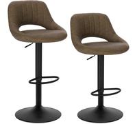 EUGAD Lot de 2 Tabouret de Bar Rotatif à 360 °réglable en Hauteur,Tabouret de Cuisine en Similicuir,Brun Foncé