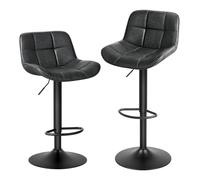 EUGAD Lot de 2 Tabourets Bar, Chaises de Bar Pivotantes, Tabourets de Bar avec Repose-Pieds et Dossier, Tabourets de Comptoir pour Bistro, Restaurant, Hauteur Réglable, en Similicuir, Anthracite