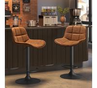 EUGAD Lot de 2 tabourets de bar réglables en hauteur, chaises de bar pivotantes, tabourets d'îlot de cuisine, chaises de salle à manger en cuir/velours avec dossier rembourré Cream Velvet