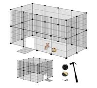 EUGAD Lot de 24 Enclos Lapin avec Porte, Modulable Enclos Lapin Intérieur, DIY Parc pour Petits Animaux, Clapier Métallique, Clôture Réglable pour Lapins Hérissons Furets 142x72x72CM