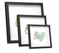 EUGAD Lot de 3 Cadre Photo en Bois 30x30cm, Style 3D Cadre de Boîte d'Ombre Profonde pour Objets jusqu'à 1,5cm, Galerie Photos Décoration Murale avec Passe-Partout Vitre en Acrylique, Noir