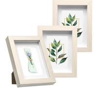 EUGAD Lot de 3 Cadre Photo,Vitre en Verre avec Papier Passe-Partout,Cadre en Bois MDF,13x18cm,Chêne