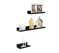 EUGAD Lot de 3 Étagère Murales Flottantes, Affichage d'images, Étagère Suspendue en Métal, Style Industriel, Décoratives pour Salon, Chambre, Salle de Bain, Cuisine, Bureau à Domicile, Noir