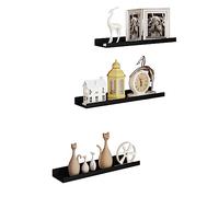 EUGAD Lot de 3 Étagère Murales Flottantes, Affichage d'images, Étagère Suspendue en Métal, Style Industriel, Décoratives pour Salon, Chambre, Salle de Bain, Cuisine, Bureau à Domicile, Noir