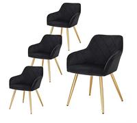 EUGAD Lot de 4 Chaises de Salle à Manger, Chaise de Salon Polyvante, Assise en Velours, avec Pieds en Métal,Gris 0626BY-4