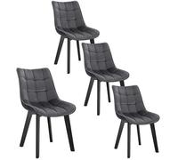 EUGAD Lot de 4 Chaises de Salle à Manger en Velours et Bois,Chaises Multi-Usage dans la Salon/la Cuisine/la Chambre,0654BY-4 Gris Foncé