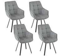 EUGAD Lot de 4 Chaises de Salle à Manger Pivotantes, Chaise de Cuisine avec Dossier et Accoudoirs, Assise Rembourée, en Velours, Pieds en Métal, pour Chambre, Salon, Gris Foncé