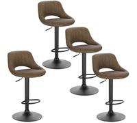 EUGAD Lot de 4 Tabouret de Bar Rotatif à 360 °réglable en Hauteur,Tabouret de Cuisine en Similicuir,Brun Foncé