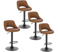 EUGAD Tabourets de Bar Lot de 4,Tabouret de Cuisine avec Assise en Similicuir et Pieds en Métal, Brun, 0667BY-4