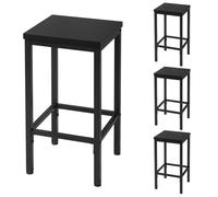 EUGAD Lot de 4 Tabourets de Bar, Tabouret de Cuisine, Style Industriel, avec Repose-Pieds, pour Bistro, Salle à Manger, en Bois Aggloméré + Métal, 33x65x33 cm, Noir, 1060BY-4