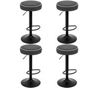 EUGAD Lot de 4 Tabourets de Cuisine Haut, Tabouret de Bar Rond à Hauteur Réglable, Pivotant, avec Repose-Pieds, Siège Rembourré en Similicuir Vintage, Anthracite, 1086BY-4