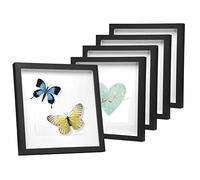 EUGAD Lot de 5 Cadre Photo en Bois 20x20cm, Style 3D Cadre de Boîte d'Ombre Profonde pour Objets jusqu'à 1,5cm, Galerie Photos Décoration Murale avec Passe-Partout vitre en Verre, Noir