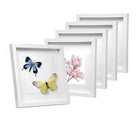 EUGAD Lot de 5 Cadre Photo en Bois 40x40cm, Style 3D Cadre de Boîte d'Ombre Profonde pour Objets jusqu'à 1,5cm, Galerie Photos Décoration Murale avec Passe-Partout Vitre en Acrylique, Blanc
