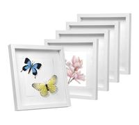 EUGAD Lot de 5 Cadre Photo en Bois 30x30cm, Style 3D Cadre de Boîte d'Ombre Profonde pour Objets jusqu'à 1,5cm, Galerie Photos Décoration Murale avec Passe-Partout vitre en Verre, Blanc
