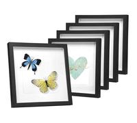 EUGAD Lot de 5 Cadre Photo en Bois 30x30cm, Style 3D Cadre de Boîte d'Ombre Profonde pour Objets jusqu'à 1,5cm, Galerie Photos Décoration Murale avec Passe-Partout Vitre en Acrylique, Noir