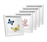 EUGAD lot de 5 Cadres Photo Style 3D MDF et Verre 40x40cm Blanc