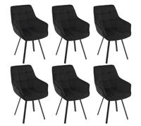 EUGAD Lot de 6 Chaises de Salle à Manger Pivotantes, Chaise de Cuisine avec Dossier et Accoudoirs, Assise Rembourée, en Velours, Pieds en Métal, pour Chambre, Salon, Noir