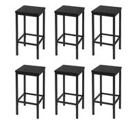 EUGAD Lot de 6 Tabourets de Bar, Tabouret de Cuisine, Style Industriel, avec Repose-Pieds, pour Bistro, Salle à Manger, en Bois Aggloméré + Métal, 33x65x33 cm, Noir, 1060BY-6TYLE