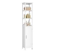 EUGAD Meuble de Salle de Bain Colonne, Armoire Haute et Étroite avec Étagères Ouvertes, pour Salle de Bain, Salon, Bureau, en Bois MDF, Blanc, 30x30x163 cm