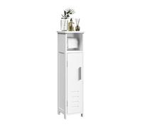 EUGAD Meuble de Salle de Bain, Petit Meuble de Rangement de Salle de Bains, Armoire Étroit pour Papier Toilette, Gain de Place, pour Petits Espaces, 18 × 18 × 71 cm, Blanc 0229WY