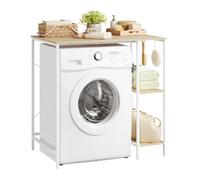 EUGAD Meuble Lave-Linge 2 Étagères Réglables Latérales 90x60x91 Blanc+Chêne