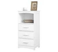 EUGAD Meuble Salle de Bain, Armoire de Rangement avec 3 Tiroirs, pour Salon, Chambre, Cuisine, Entrée, 40x30x80cm, Blanc E0IG1021