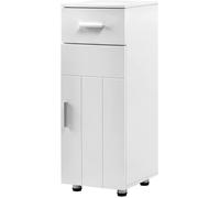 EUGAD Meuble Salle de Bain sur Pied, Placard de Rangement avec 1 Porte, 1 Tiroir, 1 Étagère Ajustable, pour Entrée, Salon, Cuisine, Chambre, 30x30x80cm, Blanc