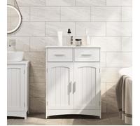 EUGAD Meuble Salle de Bain,Armoire Salle de Bain avec Portes,2 Tiroirs,2 Compartiments, Étagère Réglable,60x30x76cm,Blanc E0IG1022