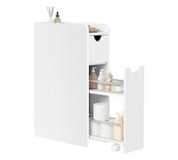 EUGAD Meuble Salle de Bain, Armoire Salle de Bain Étroite, avec 2 Tiroirs, en Bois d'Ingénierie, Blanc, 19x45x70cm