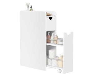 EUGAD Meuble Salle de Bain, Armoire Salle de Bain Étroite, avec 2 Tiroirs, en Bois d'Ingénierie, Blanc, 19x45x70cm